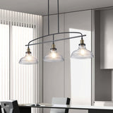 45" Industrial 3-Light Pendant Chandelier with Clear Glass Shades, Black Metal Frame, Adjustable W1340P253586