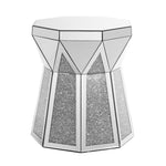 ZUN Drum style coffee table with mirror crystal inlay, polygonal silver decorative table, modern design W1005P190409