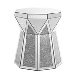 ZUN Drum style coffee table with mirror crystal inlay, polygonal silver decorative table, modern design W1005P190409