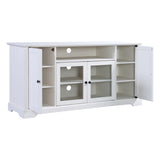 ZUN U-Can TV Stand for TV up to 65in with 2 Tempered Glass Doors Adjustable Panels Open Style Cabinet, WF287841AAK