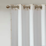 Total Blackout Metallic Print Grommet Top Curtain Panel Pair B035129662