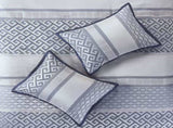 7 Piece Jacquard Comforter Set Navy Queen B03597208