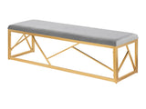 Folia Glam Metal Bench in Gold Steel and Grey Velvet by B202P223516