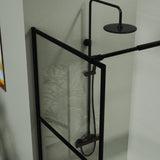 Goodyo 34" Shower Screen Door Walk-in Wet-room, Black, 3-panel Style D16384334