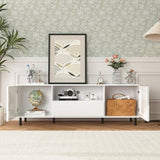 High Gloss Panel Modern TV Console, TV Stand, Entertainment Center with Storage Shelves,TV Cabinet W409P195094