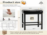 24 Inch Saddle Bar Stool Set of 2 PU Leather Counter Stools with Steel Frame and Footrest, Black 11290414