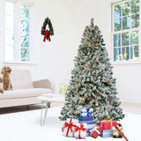6 FT Pre-lit Snow Flocked Christmas Tree, Artificial Hinged Xmas Pine Tree with 800 Branch Tips, 300 26717243