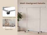 Extendable Double Rod Metal Clothing Rack with Wheels, Adjustable Height Garment Rack 14665782