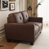 62" Genuine Leather match loveseat Living room coach Transitional sofa - Honey Brown W1896P175681