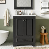24'' Bathroom Vanity with Ceramic Sink Combo, Modern Freestanding Storage Cabinet with Silver N710P194893B