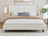 Queen Size Bed Frame with 55.5"High Back Upholstered Headboard,Boucle Fabric,12 Slat W1716P335676