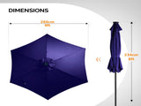 9ft Solar LED Patio Umbrella with Push Button Tilt & Crank, 6 Ribs Waterproof Polyester Outdoor 55576345