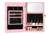 Wall-mounted Jewelry Mirror Cabinet, Pink Spray-Painted MDF with Partial 98481196
