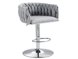 360&deg Fabric cover Swivel Bar Stools Set of 2, Adjustable Counter Height Bar Chairs with Woven Back & W2215P184994