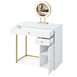 ZUN 31.5'' Makeup Vanity Desk with Lighted Mirror, Luxury Dressing Table with 2 Drawers and 1 Cabinet, 3 31824844