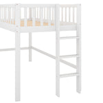 ZUN Twin Size Low Loft Bed with Ladder and Slide,White 74563380