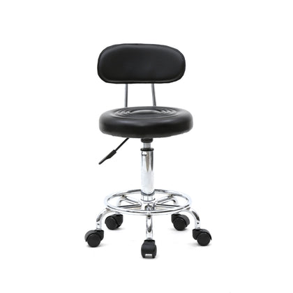 Round Shape Adjustable Salon Stool with Back and Line Black 29871662