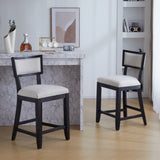 26.5" Counter Stools Set of 2, Upholstered Counter Height Bar Stools with Comfy Back, Solid Rubber 72643.00BGECHOC