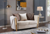 Thick Velvet Fabric Upholstered Loveseat Made With Wood in Beige B009P153971