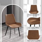 Modern Dining Chair Living Room Black Metal Leg Dining Chair-Brown-2pcs/ctn W153565883