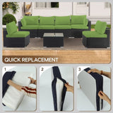 Cushion Covers for 7 Pcs Wicker Rattan Sectional Sofa, 14Pack Cushion Slipcovers Set W419P295491