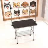 ZUN Professional Dog Pet Grooming Table Large Adjustable Heavy Duty Portable w/Arm & Noose & Mesh Tray W20608921