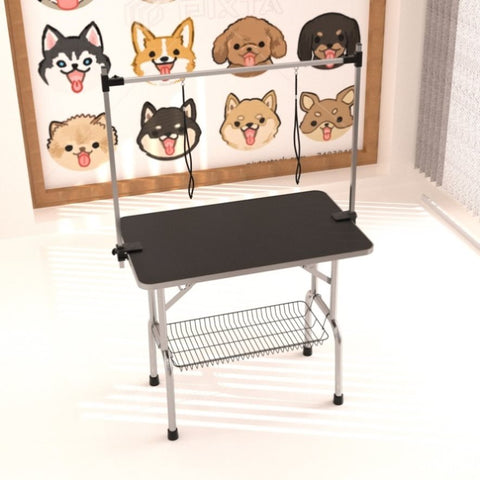 ZUN 36" Professional Dog Pet Grooming Table Adjustable Heavy Duty Portable w/Arm & Noose & Mesh Tray W20608920