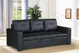 Sectional Sofa Pull out Bed Living Room Couch Black Faux Leather Tufted Convertible Sofa HS00F6530-ID-AHD