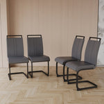 ZUN Modern Dining Chairs,PU Faux Leather High Back Upholstered Side Chair with C-shaped Tube. Black W2189138537