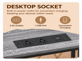 41.7" Console Table with Power Outlet, 2-Tier Hand Woven Paper Rope Shelf, Industrial Entryway Sofa 50041984