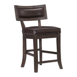 Rustic Aesthetic Dark Cherry Finish Counter Height Chair Set of 2 Wood Framed Nailhead Trim Faux B011P184615