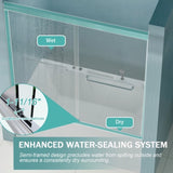 56"-60" W x 58" H Double Sliding Bathtub Shower Door, Semi-Frameless Bypass Tub Door, 1/4" W1573P292497