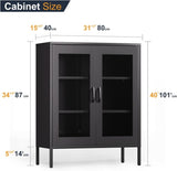 Metal Storage Cabinet with Mesh Doors and Shelves,Multipurpose Storage Rack, 3-Tier Office 86220982