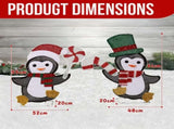 Set of 2 Lighted Penguin and Candy Cane Christmas Decorations, Pre-lit 2D Holiday Decor with 80 Warm 29753640