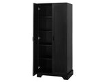 Storage Cabinet with Two Doors for Bathroom, Office, Adjustable Shelf, MDF Board, Black 55344255