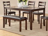 Classic Style 6pcs-Dining Set Rectangle Table 4 Side Chairs And Bench Dining Room Furniture MDF HS00F2547-ID-AHD