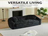 86-inch Curved Convertible Sofa Recliner, 2-in-1 Frameless Folding Sofa Bed with Pull-Out Base and W3505P452820