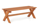 36" Teak Oil Hardwood Backless Garden Bench, 660 LBS Load Capacity 2-Person Outdoor Bench 97856472