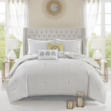 8 Piece Cotton Floral Printed Reversible Comforter Set Yellow King B03597284