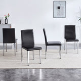 Black PU Backrest Chairs with Silver Metal Legs The Perfect Match for Minimalist and Modern Home W3226P279072