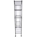 ZUN 5-Layer Plastic Coated Iron Shelf with 1.5" Nylon Wheels 165*90*35 Black 76488295