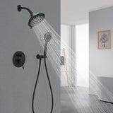 Round Shower System Wall Mounted Shower Faucet Rain Mixer Combo Set, Rain Shower Head Shower Set for SOAE865MB