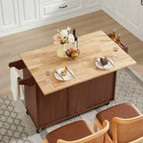 Kitchen Island with Drop Leaf Countertop, Rolling Kitchen Island Cart , Barn Door Kitchen Island W1820P195006
