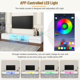 ON-TREND Modern APP Controlled LED TV Stand for TVs Up to 105'', Faux Marble Tabletop Media Console N721P171537K