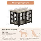 ZUN Furniture style dog crate wrought iron frame door with side openings, Grey, 43.3''W x 29.9''D x W1162119832