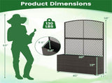 58" Brown PE Rattan Raised Garden Bed with Trellis Adjustable Foot Pads Outdoor Planter Box 69776935
