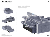 Corduroy Pull-Out Sleeper Chair With Pillow, Brushed Stainless Steel Cup Holder, Phone Stand & Usb 63924354