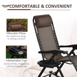 ZUN Outdoor Rocking Chairs, Foldable Reclining Zero Gravity Lounge Rocker w/ Pillow, Cup & Phone Holder, W2225142473