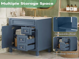 24" Bathroom Vanity with Ceramic Sink, Small Bathroom Sink Cabinet, Modern Cabinet with 2 Drawers N710P318989C