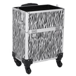 ZUN 3 in 1 Aluminum Cosmetic Makeup Case Tattoo Box White Zebra Print 25171058